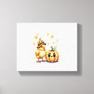 Cute Halloween Chick Pumpkin Canvas Print