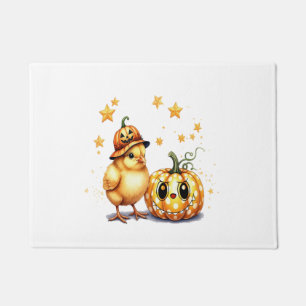Cute Halloween Chick Pumpkin Doormat