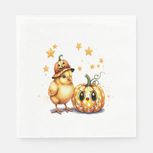 Cute Halloween Chick Pumpkin Napkin