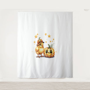 Cute Halloween Chick Pumpkin Tapestry