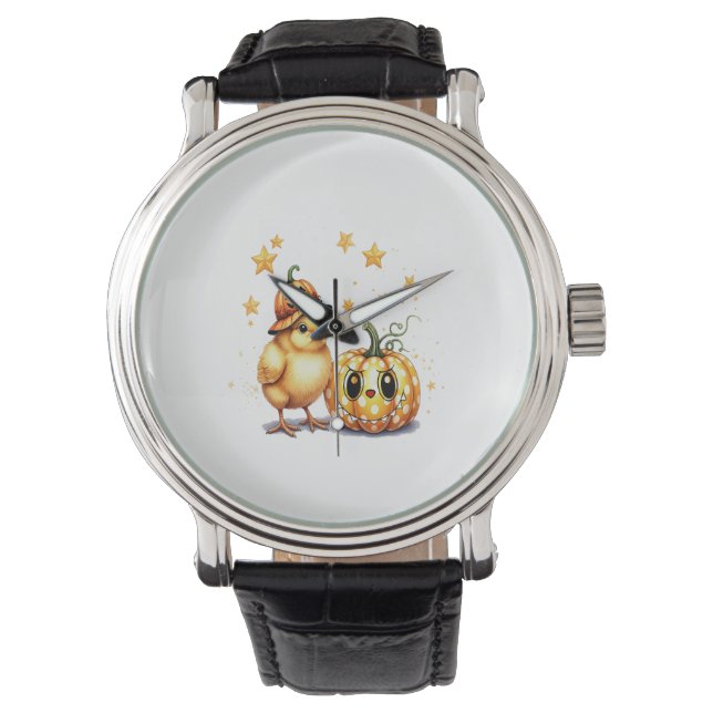 Cute Halloween Chick Pumpkin Watch (Front)