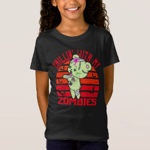 Cute Halloween Chillin' with My Zombies Teddy Bear T-Shirt