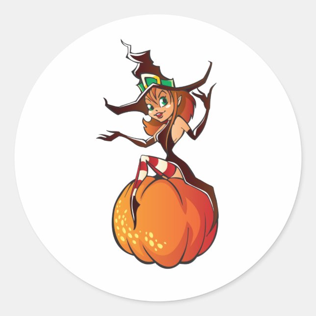 Cute Halloween Classic Round Sticker (Front)