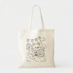 Cute Halloween Colouring Kids Activity Custom Tote Bag