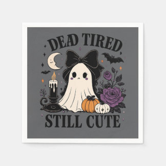 Cute Halloween Coquette Ghost with Bow Napkin