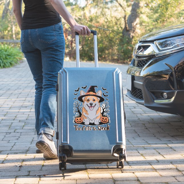 Cute Halloween Corgi in Witch Hat (Suitcase Insitu)