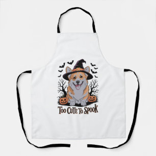 Cute Halloween Corgi in Witch Hat Apron