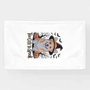 Cute Halloween Corgi in Witch Hat Banner