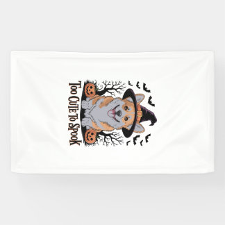 Cute Halloween Corgi in Witch Hat Banner