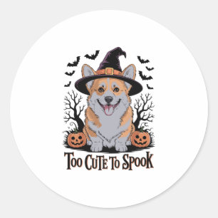 Cute Halloween Corgi in Witch Hat Classic Round Sticker