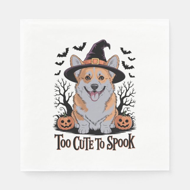 Cute Halloween Corgi in Witch Hat Napkin (Front)