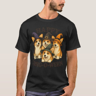 Cute Halloween Corgi Witch Pack Funny Dog Design M T-Shirt