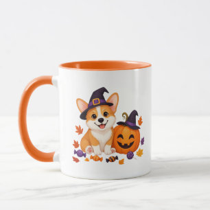 Cute Halloween Corgi with Pumpkin Mug