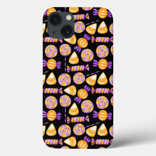 Cute Halloween Corn Candy Sweets Lollipop Black iPhone 13 Case