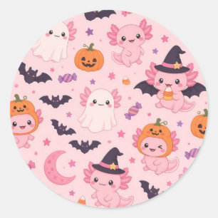Cute Halloween Costume Axolotls Round Sticker