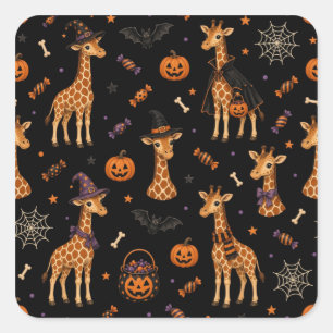 Cute Halloween Costume Giraffes Square Sticker