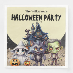 Cute Halloween Costume Party and Haunted House Napkin