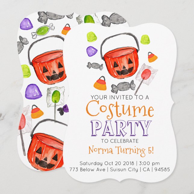 Cute halloween costume party invitation (Front/Back)