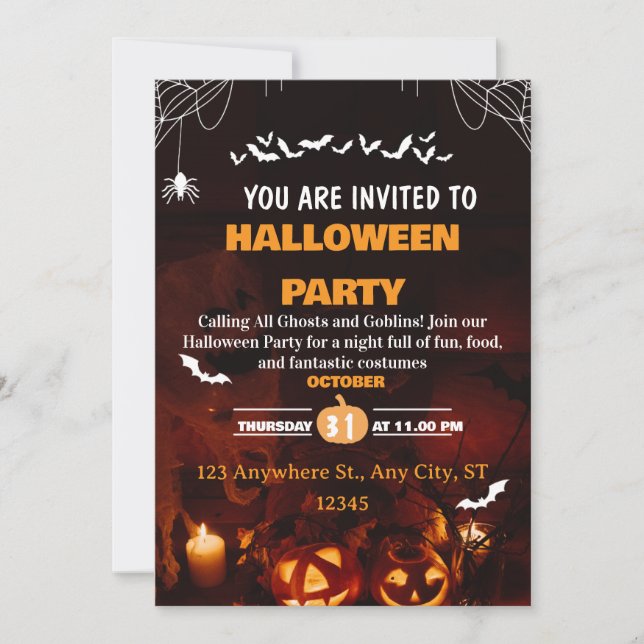 Cute Halloween Costume Party Invitation Card (Front)