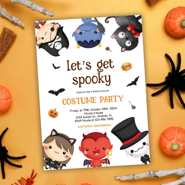 Cute Halloween Costume Party Kids Invitation (Cute Halloween Costume Party Birthday Invitation)