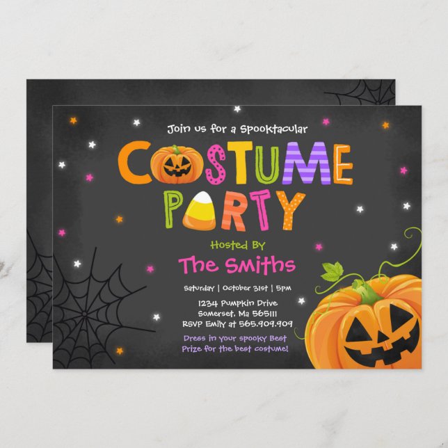 Cute Halloween Costume Party Spooktacular Invitation (Front/Back)