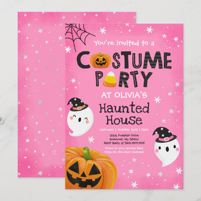 Cute Halloween Costume Party Spooktacular Invitation (Front/Back)
