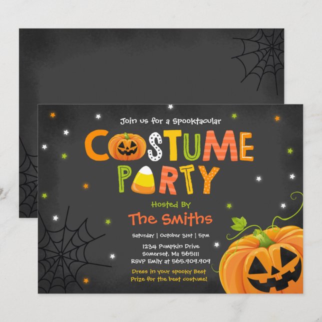 Cute Halloween Costume Party Spooktacular Invitation (Front/Back)