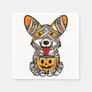 Cute Halloween Costume Welsh Corgi Mummy Dog Lover Napkin