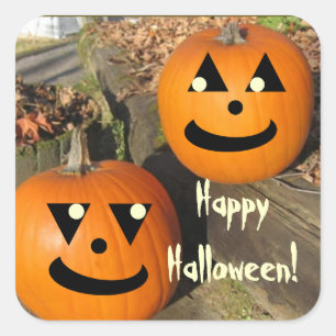 Cute Halloween Country Pumpkins Square Sticker