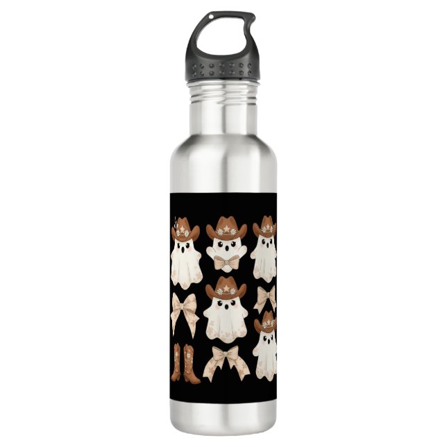 Cute Halloween Cowboy Ghost 710 Ml Water Bottle (Front)