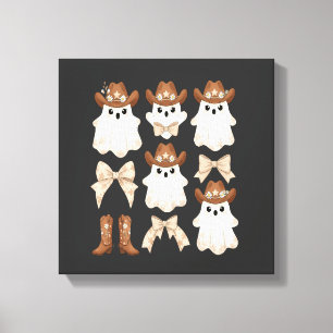 Cute Halloween Cowboy Ghost Canvas Print