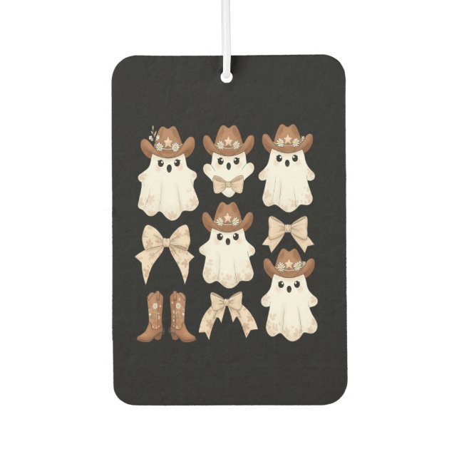 Cute Halloween Cowboy Ghost Car Air Freshener (Front)