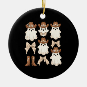 Cute Halloween Cowboy Ghost Ceramic Tree Decoration
