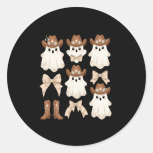 Cute Halloween Cowboy Ghost Classic Round Sticker