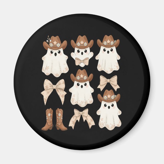 Cute Halloween Cowboy Ghost Magnet (Front)