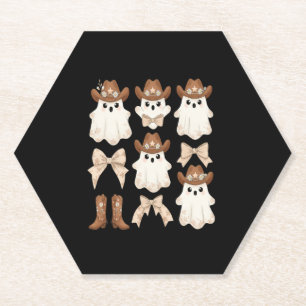 Cute Halloween Cowboy Ghost Paper Coaster
