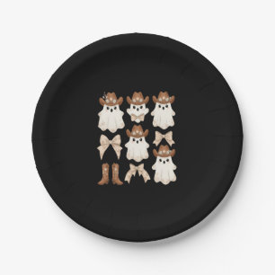 Cute Halloween Cowboy Ghost Paper Plate