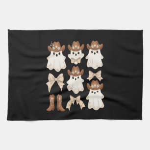 Cute Halloween Cowboy Ghost Tea Towel
