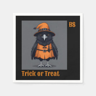 Cute Halloween crow in Disguise   Festive  Napkin
