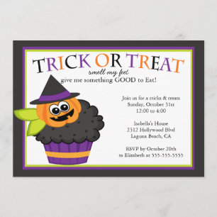 Cute Halloween Cupcake Kids Costume Party Invitation