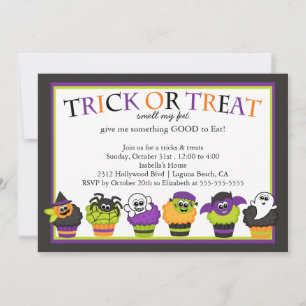 Cute Halloween Cupcakes Kids Costume Party Invitation