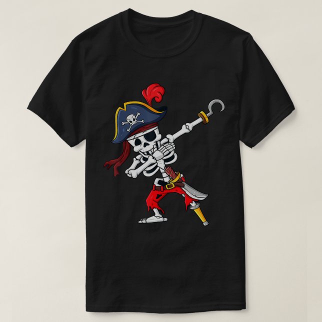 Cute Halloween Dabbing Pirate Skeleton Fun  T-Shirt (Design Front)