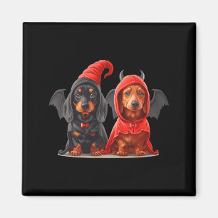 Cute Halloween Dachshund Dogs Devil Costume Black Magnet