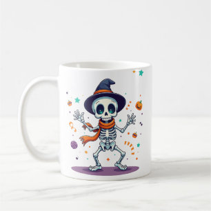 Cute halloween dancing skeleton mug