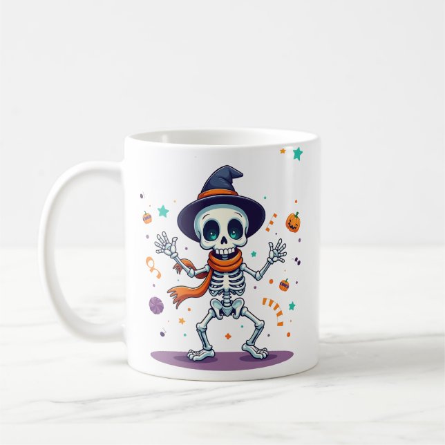 Cute halloween dancing skeleton mug (Left)
