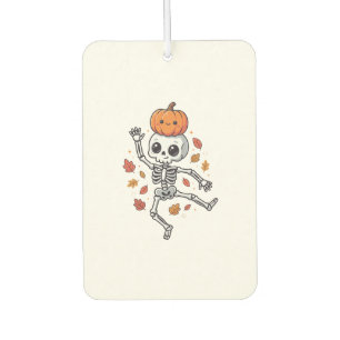 Cute Halloween Dancing Skeleton with Pumpkin Head Car Air Freshener