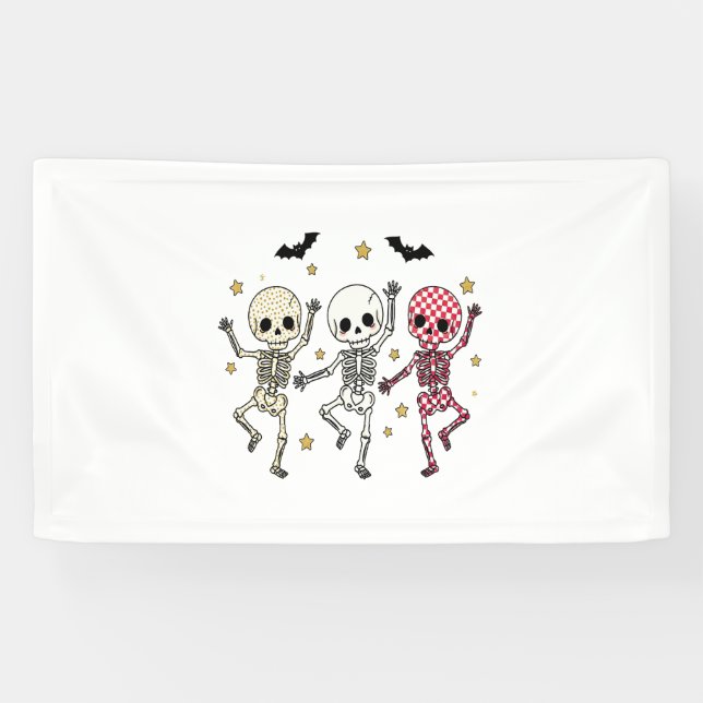 Cute Halloween Dancing Skeletons Banner (Horizontal)