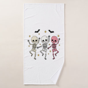 Cute Halloween Dancing Skeletons Bath Towel
