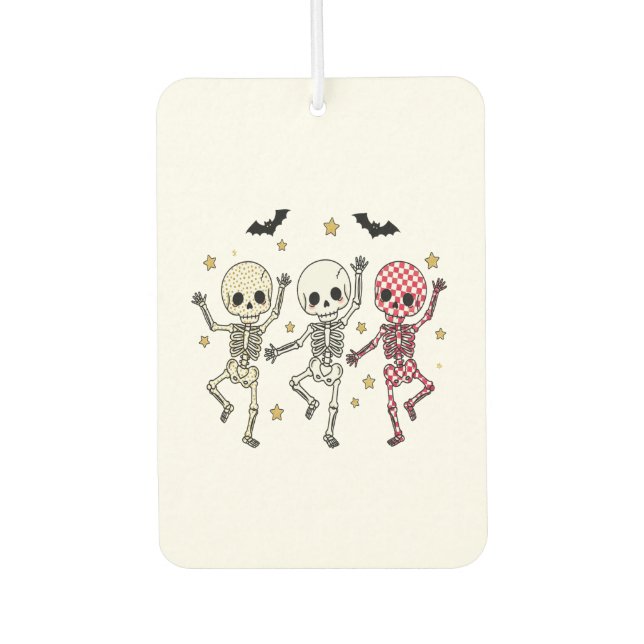 Cute Halloween Dancing Skeletons Car Air Freshener (Front)