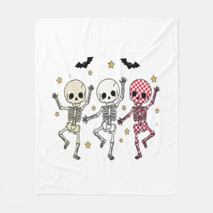 Cute Halloween Dancing Skeletons Fleece Blanket